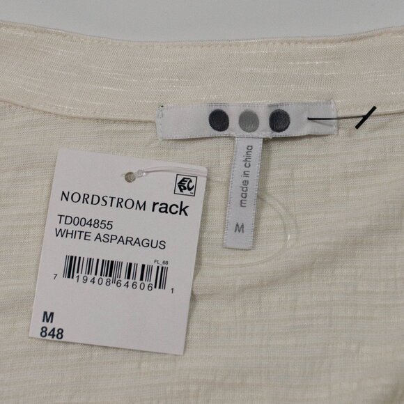 NEW Three Dots Textured Henley Tee Womens Medium M Cream Top T Shirt Casual G12X - Picture 4 of 6